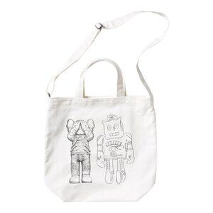Uniqlo Kaws Andy Warhol Unisex UT Graphic Canvas Two Way Tote Bag Off White OS